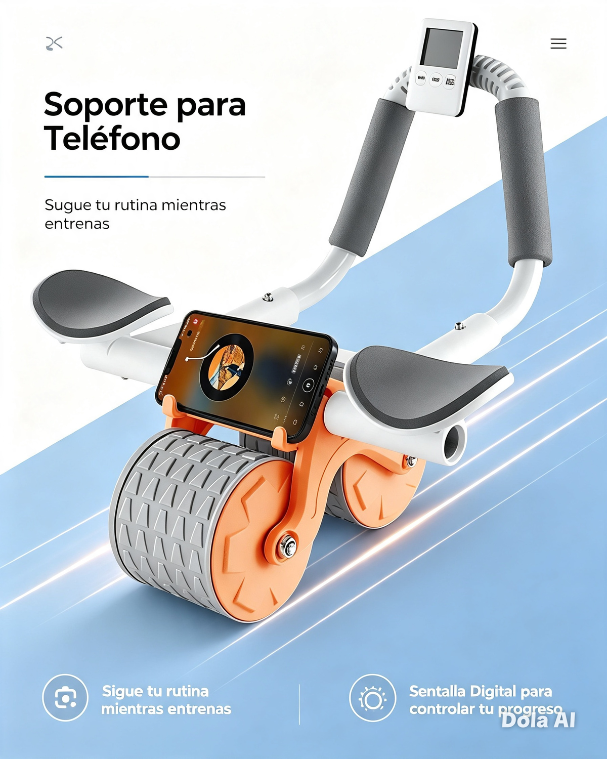 Rueda Abdominal Automática con Cronómetro Digital